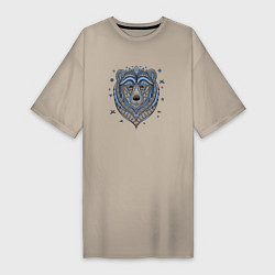 Женская футболка-платье Медведь в стиле мезенской росписи