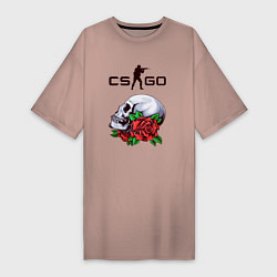 Женская футболка-платье Контра и череп с розами