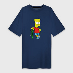 Женская футболка-платье Барт и скейт
