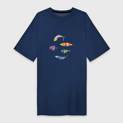 Женская футболка-платье Пять полосатых рыбок