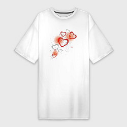 Женская футболка-платье Сердечки на день Валентина