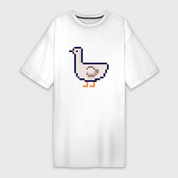 Футболка женская-платье Птица Чайка Пиксели, цвет: белый