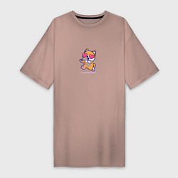 Футболка женская-платье Влюбленный котяра, цвет: пыльно-розовый