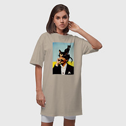 Футболка женская-платье Salvador Dali and black cat, цвет: миндальный — фото 2