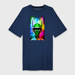 Женская футболка-платье Alien - neural network - neon glow