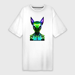 Футболка женская-платье Eared alien - neural network, цвет: белый