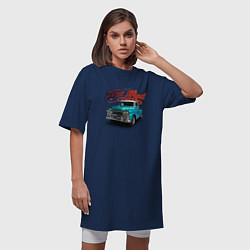 Футболка женская-платье Пикап Chevrolet Apache 3100, цвет: тёмно-синий — фото 2