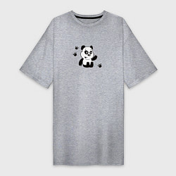 Женская футболка-платье Мультяшный мишка панда