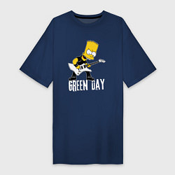 Футболка женская-платье Green Day Барт Симпсон рокер, цвет: тёмно-синий