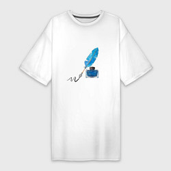 Футболка женская-платье Пишущее перо, цвет: белый