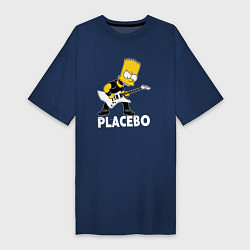 Футболка женская-платье Placebo Барт Симпсон рокер, цвет: тёмно-синий