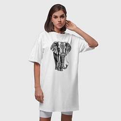 Футболка женская-платье Нарисованный слон, цвет: белый — фото 2
