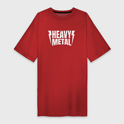 Женская футболка-платье Heavy metal надпись с молниями