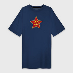 Футболка женская-платье СССР звезда, цвет: тёмно-синий