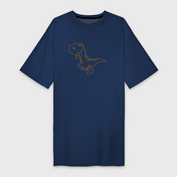 Женская футболка-платье Шагающий рисованный динозавр
