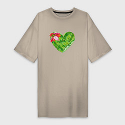 Женская футболка-платье Сердце с цветком банана
