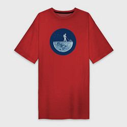Женская футболка-платье Космонавт с газонокосилкой