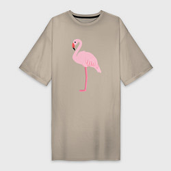 Футболка женская-платье Фламинго розовый, цвет: миндальный