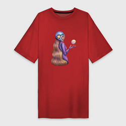 Женская футболка-платье Девушка в космосе