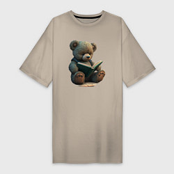 Женская футболка-платье Читающий медвежонок