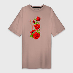 Женская футболка-платье Прекрасная Татьяна - букет из роз