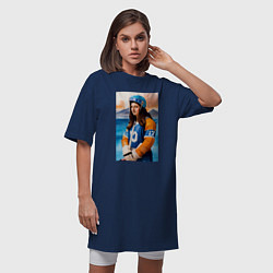 Футболка женская-платье Мона Лиза - крайний нападающий, цвет: тёмно-синий — фото 2