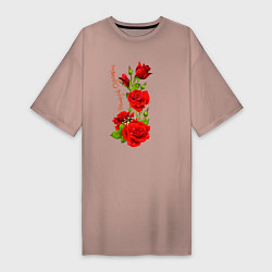 Женская футболка-платье Прекрасная Ярослава - букет из роз