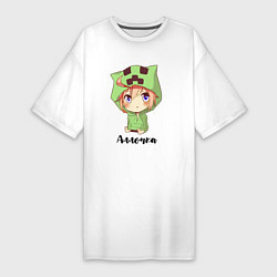 Женская футболка-платье Аллочка - Майнкрафт