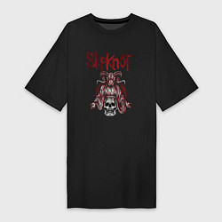 Женская футболка-платье Slipknot рогатый череп