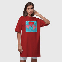 Футболка женская-платье Сердечки воздушные, цвет: красный — фото 2