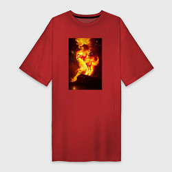 Женская футболка-платье Фантастический огненный конь