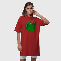 Футболка женская-платье Два зелёных попугая, цвет: красный — фото 2