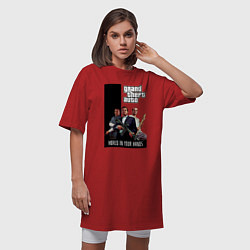 Футболка женская-платье Майкл, Франклин, Тревор из GTA, цвет: красный — фото 2