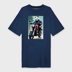Футболка женская-платье Panda - cool biker, цвет: тёмно-синий