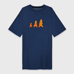 Футболка женская-платье Три медведя семья, цвет: тёмно-синий