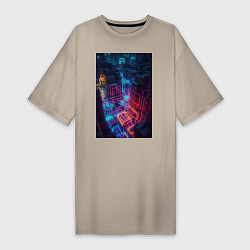 Женская футболка-платье Tetris NEON powered by AI