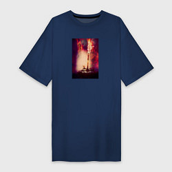 Женская футболка-платье Танк в пламени на поле боя