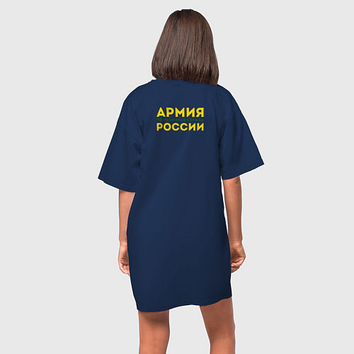 Женская футболка-платье Пограничные войска - герб / Тёмно-синий – фото 4
