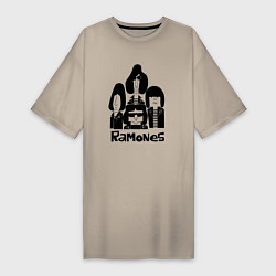 Футболка женская-платье Ramones панк рок группа, цвет: миндальный