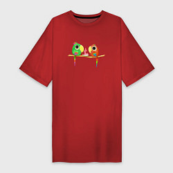 Женская футболка-платье Попугайчики и арбуз