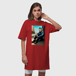 Футболка женская-платье Элон Маск, цвет: красный — фото 2