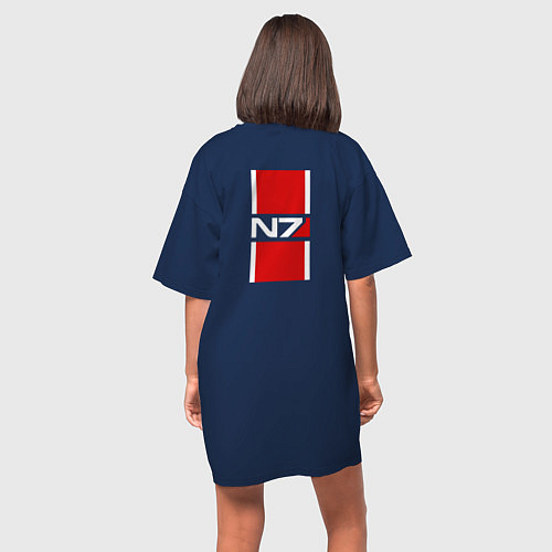 Женская футболка-платье Mass Effect N7 systems alliance special forces / Тёмно-синий – фото 4
