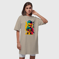Футболка женская-платье Bart Simpson - samurai - bushido, цвет: миндальный — фото 2