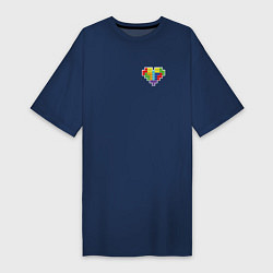 Женская футболка-платье Сердце из фигур тетрис