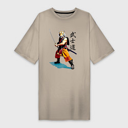 Женская футболка-платье Бусидо - кодекс самурая - тигр