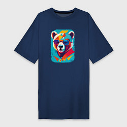 Футболка женская-платье Pop-Art Panda, цвет: тёмно-синий