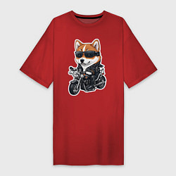 Женская футболка-платье Shiba Inu собака мотоциклист