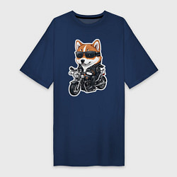 Женская футболка-платье Shiba Inu собака мотоциклист