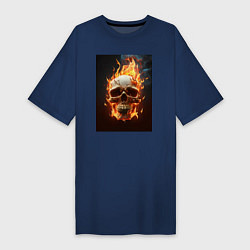 Женская футболка-платье Череп в огне - нейросеть