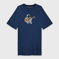 Женская футболка-платье Космонавт сидит с гитарой